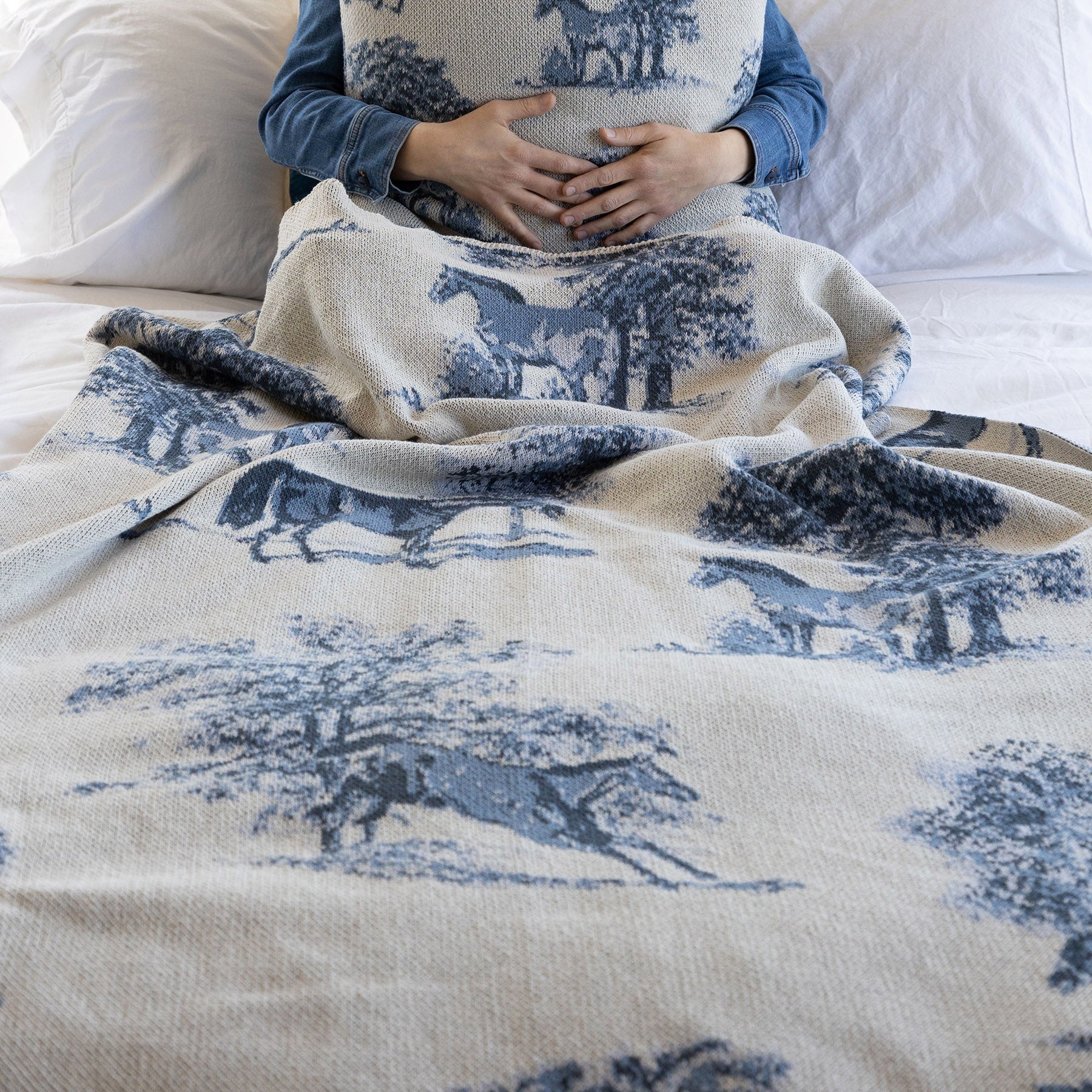 Equestrian Toile Throw Blanket