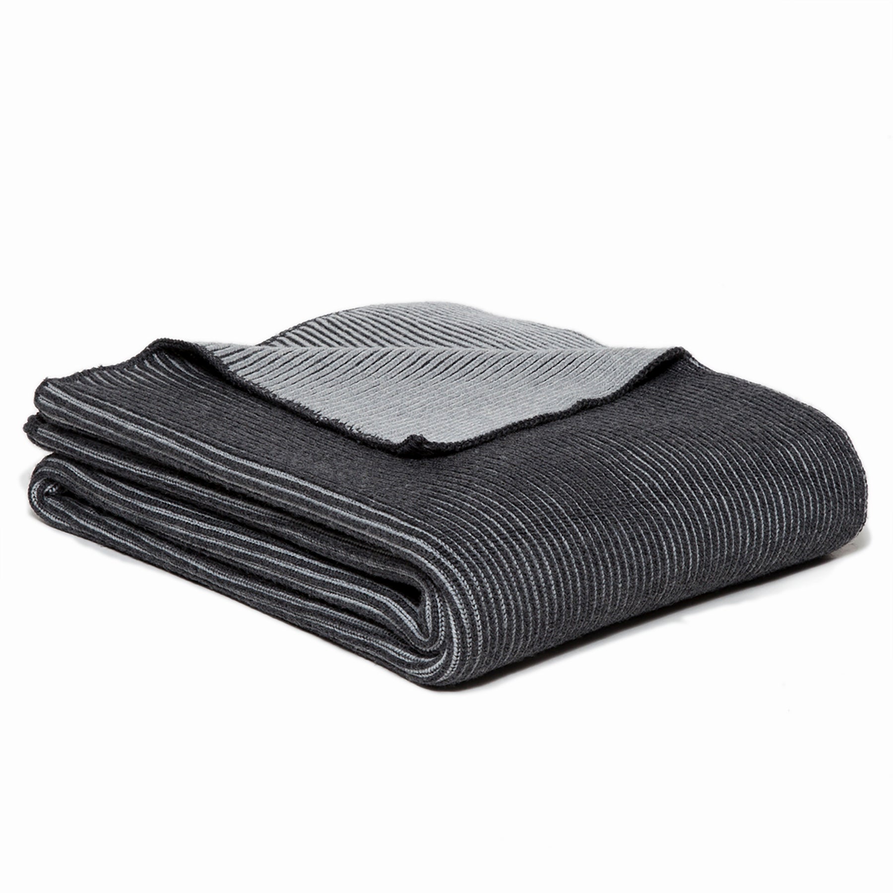 Reversible 100% Merino Wool Rib Throw Blanket