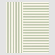 The image showcases in2green's Coastal Stripes Throw Blanket, featuring a seaside-inspired design with green and white vertical stripes on the left and horizontal ones on the right, ideal for a beach house.