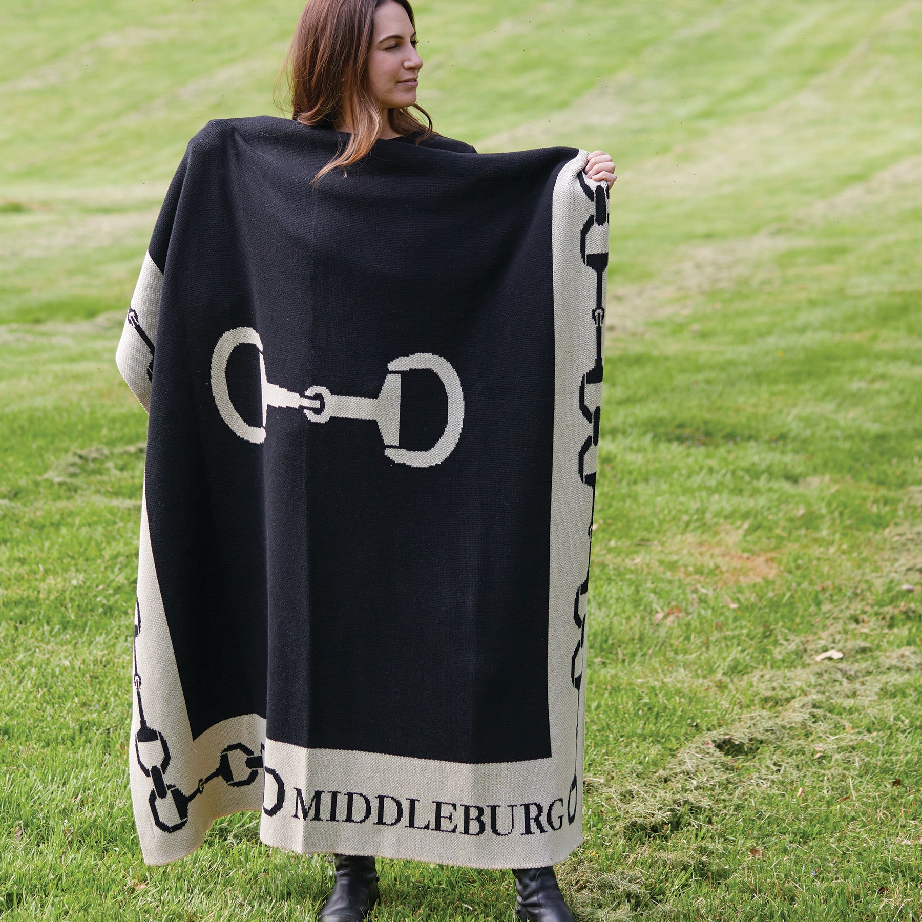 Personalized Snaffle Bit Border Throw Blanket CTM - SBB1