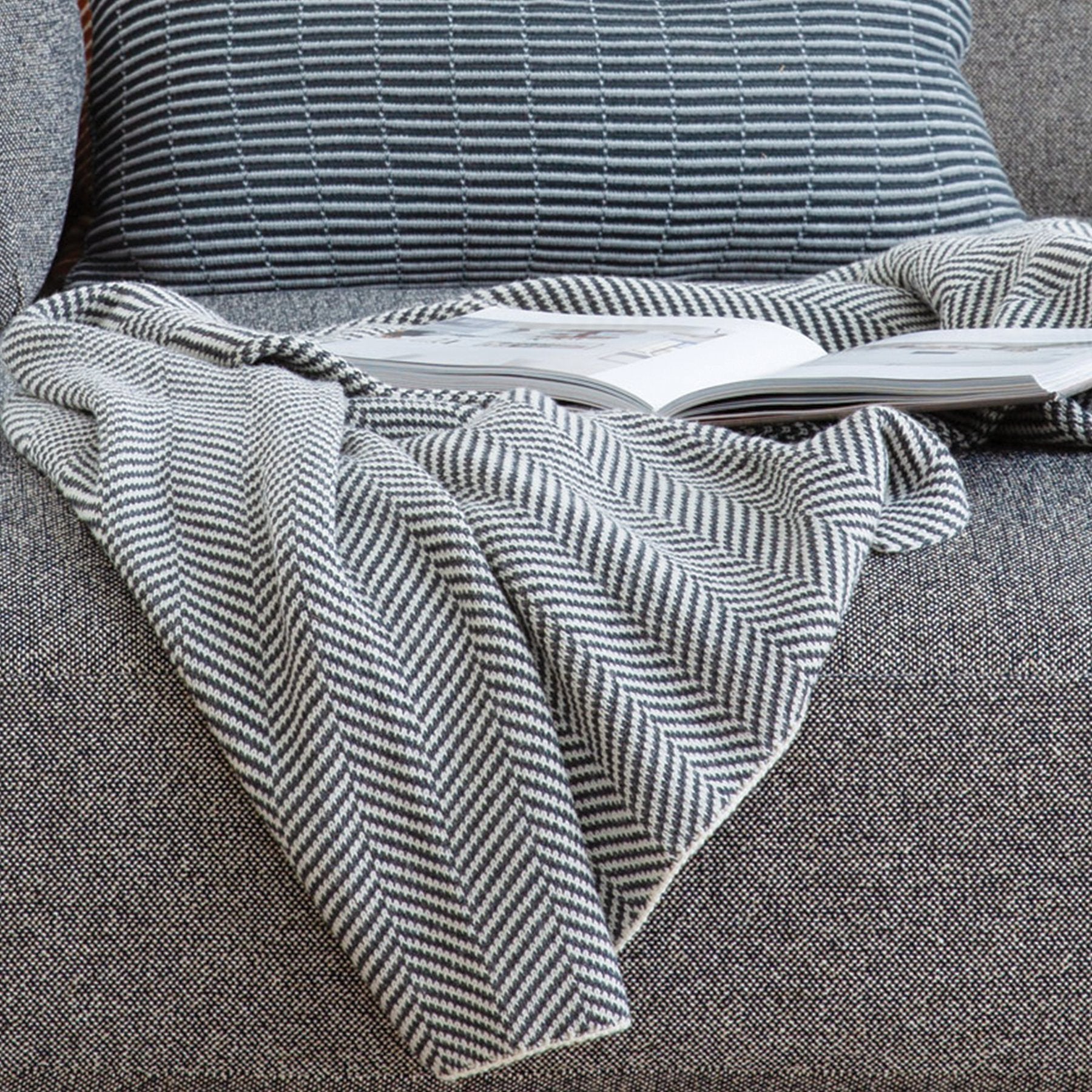 Wool Herringbone Throw Blanket BLWHB1