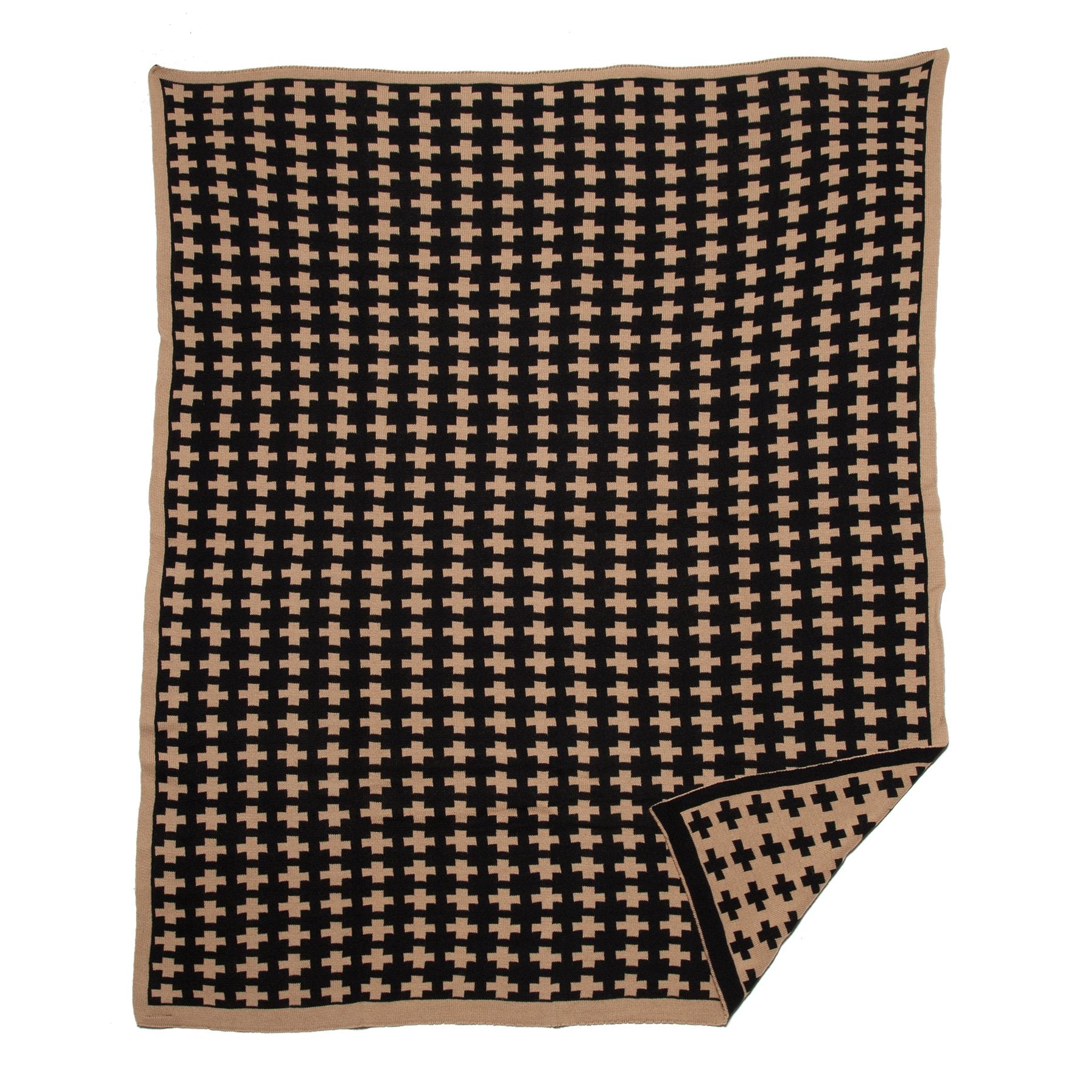 Wool Small Cross Reversible Throw Blanket BLW02CR3