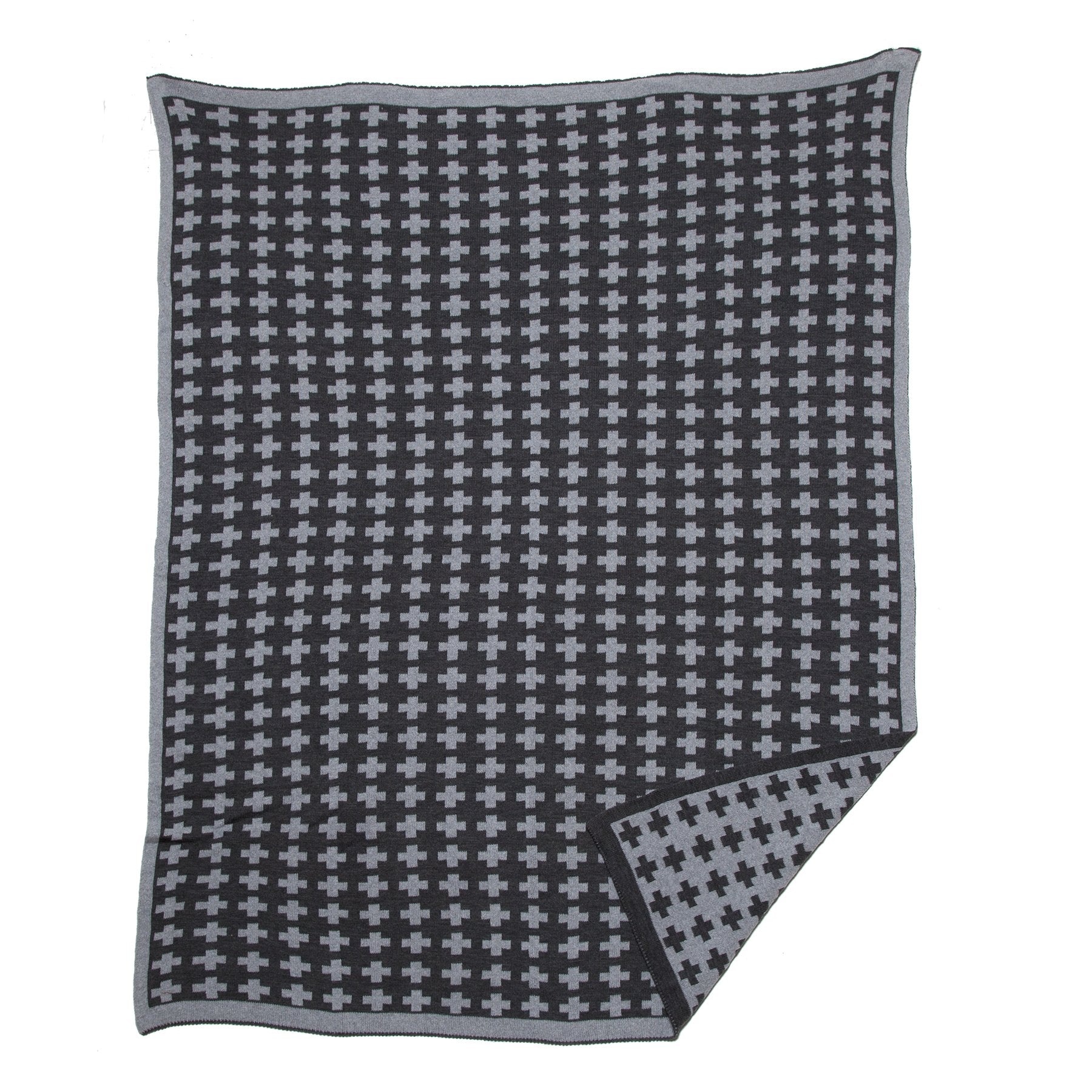 Wool Small Cross Reversible Throw Blanket BLW02CR4